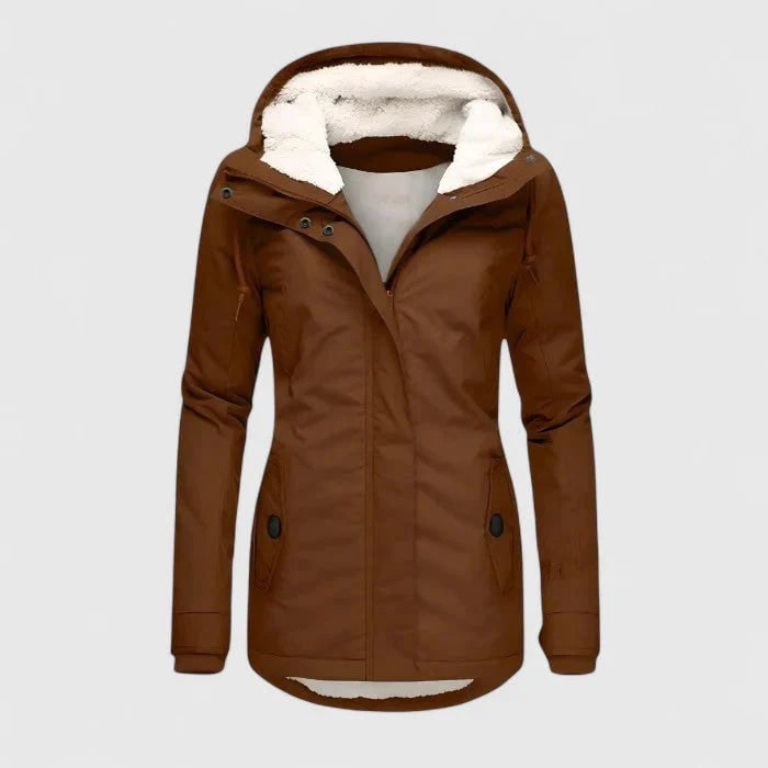 Women's Winter Jacket with Sherpa Fleece Lining Hooded Neckline and Waterproof Shell - Image 3