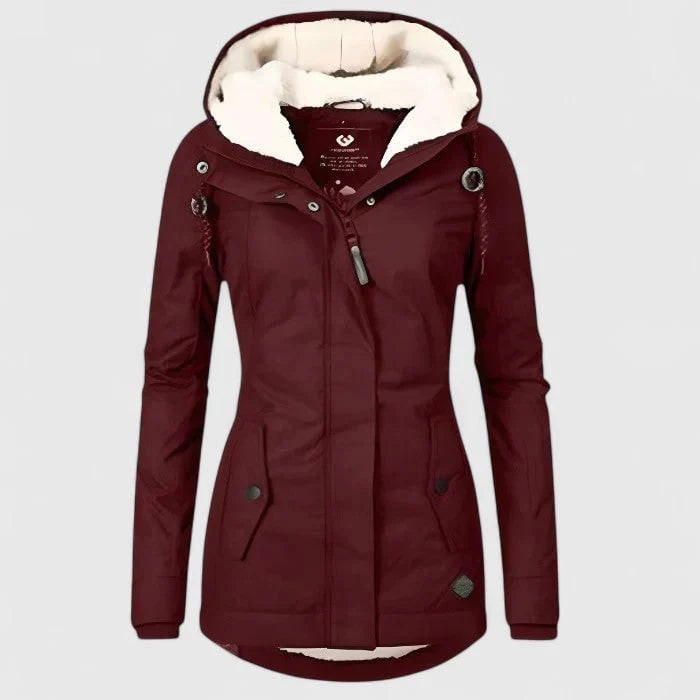 Women's Winter Jacket with Sherpa Fleece Lining Hooded Neckline and Waterproof Shell - Image 4