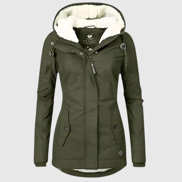 Women's Winter Jacket with Sherpa Fleece Lining Hooded Neckline and Waterproof Shell - Image 5
