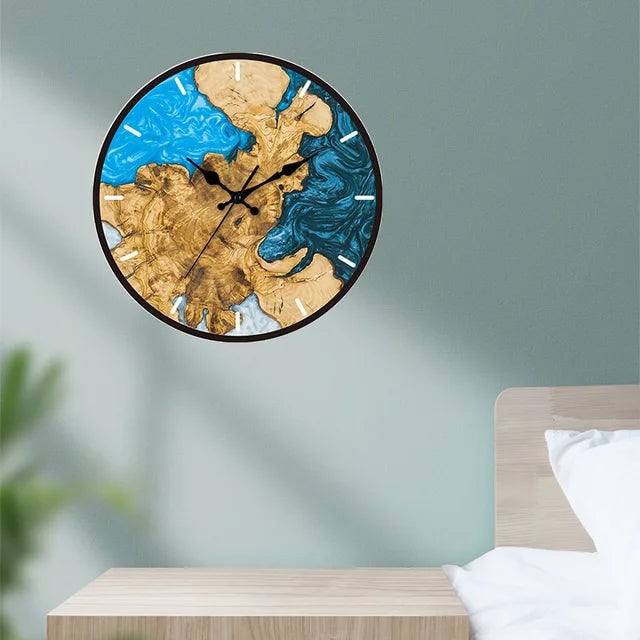 Wood Wall Clock with Minimalist Design Natural Live Edge and Roman Numerals - Image 5