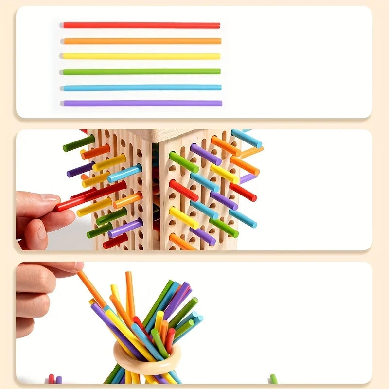 Wooden Tower Game with Colored Sticks and Balls for Balance Block Play - Image 10