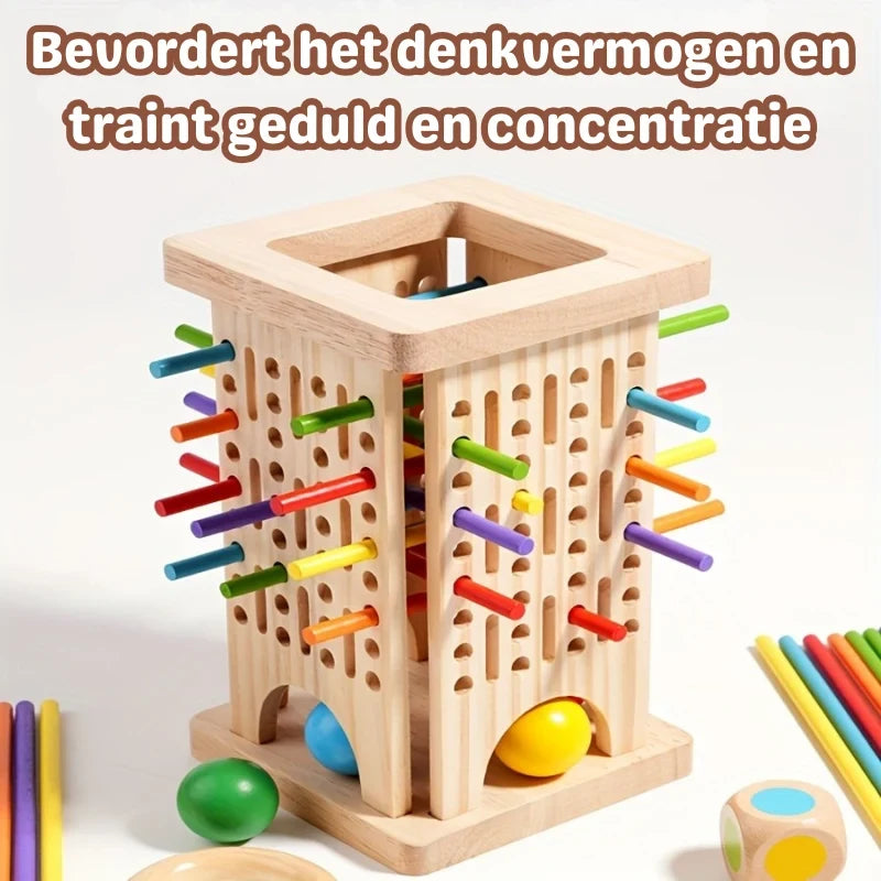 Wooden Tower Game with Colored Sticks and Balls for Balance Block Play - Image 3