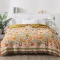 Woven Throw Blanket with Reversible Boho Floral Pattern and Fringe - Image 1