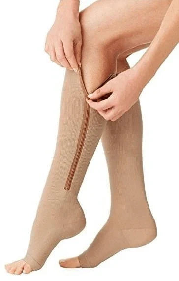 Zipper Compression Socks with Open Toe and Knee High Length for Graduated Support - Image 11